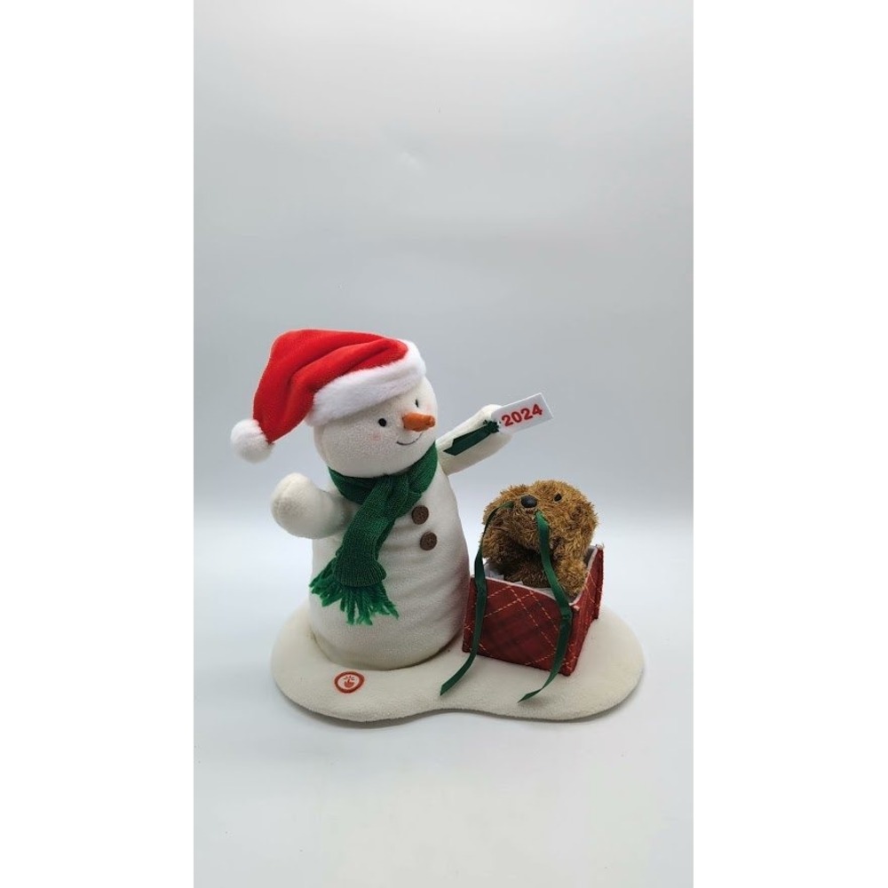 2024 Hallmark Wrapped In Joy Snowman Singing Plush Dog Animated Christmas Works - Picture 5 of 5